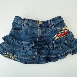 Baby Phat Infant Girl's Embroidered Ruffle Denim Skirt Skort Sz. 12 - 18 Months?